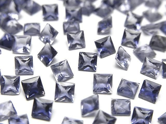 Hochwertiger Iolith AAA- Lose Steine Prinzessschnitt 4x4mm 5Stücke