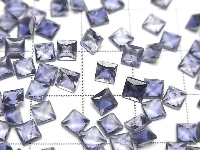 Hochwertiger Iolith AAA- Lose Steine Prinzessschnitt 4x4mm 5Stücke