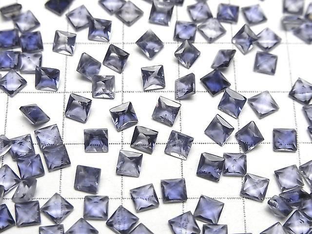 Hochwertiger Iolith AAA- Lose Steine Prinzessschnitt 4x4mm 5Stücke