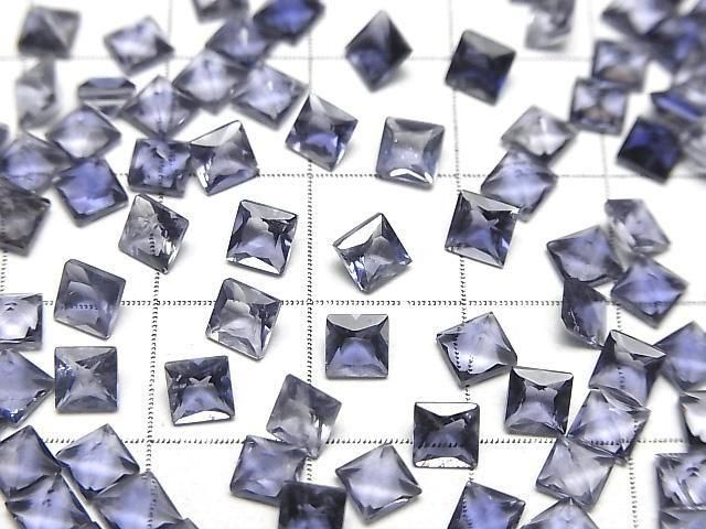 Hochwertiger Iolith AAA- Lose Steine Prinzessschnitt 4x4mm 5Stücke