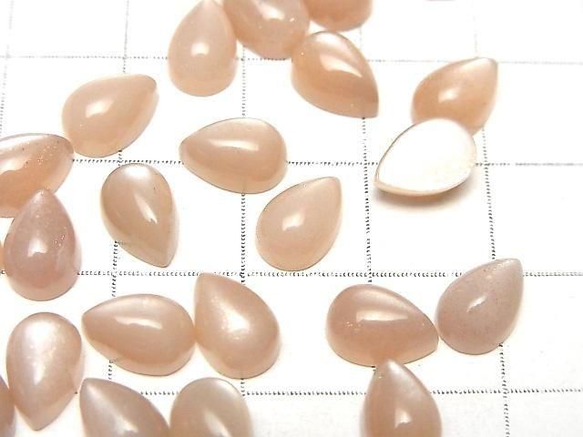Pfirsich-Mondstein AAA- Tropfenform Cabochon 9x6mm 5Stücke