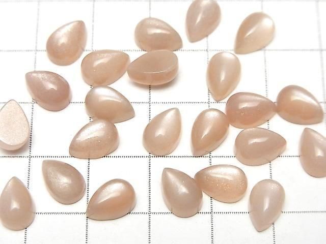 Pfirsich-Mondstein AAA- Tropfenform Cabochon 9x6mm 5Stücke