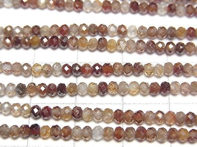 Hochwertig! Natürlicher brauner Zirkon AA facettierte Knopf-Rondelle 3x3x2mm 1 Strang Perlen (ca. 15 Zoll/36 cm)