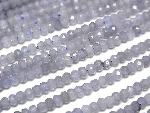Hochwertig! Tansanit AA facettierte Knopf-Rondelle 3x3x2mm 1 Strang Perlen (ca. 15 Zoll/36 cm)