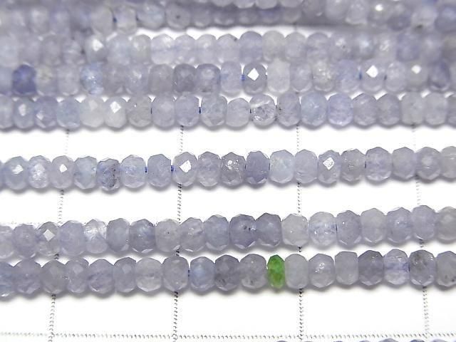 Hochwertig! Tansanit AA facettierte Knopf-Rondelle 3x3x2mm 1 Strang Perlen (ca. 15 Zoll/36 cm)