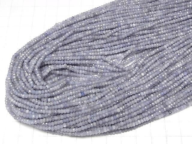 Hochwertig! Tansanit AA facettierte Knopf-Rondelle 3x3x2mm 1 Strang Perlen (ca. 15 Zoll/36 cm)