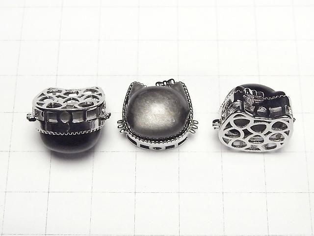 Silberobsidian AAA Fassung Katzenmotiv Durch Typ 16x20mm 1Stück