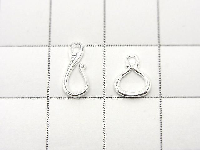 Silver 925 Hook & Connector, No Coating, 1 Pair