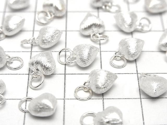 Silver 925 Jump Ring with End Charm, Heart Shape, 7.5x8x5.5mm, Hairline Finish, No Coating, 1pc