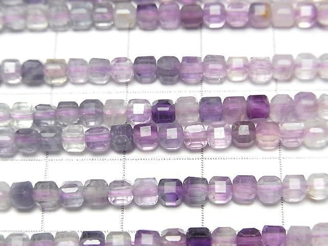 Hochwertig! Mehrfarbiger Fluorit AA++ Würfelform 3x3x3mm Farbverlauf 1 Strang Perlen (ca. 15 Zoll/37 cm)