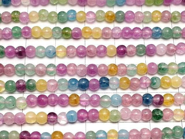 Multicolor Jade Round 4mm 1strand beads (aprx.15inch/36cm)
