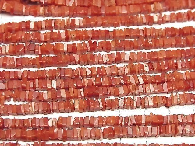 Sardische echte Koralle, Rote Koralle AA++ quadratische Rondelle (Scheibe) 1 Strang Perlen (ca. 15 Zoll/38 cm)