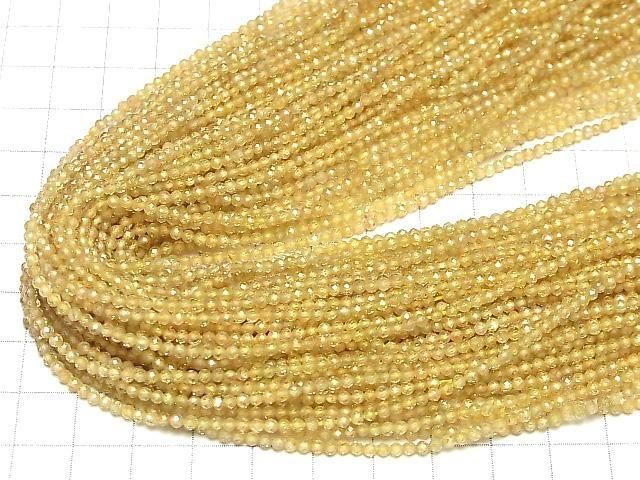 Hochwertig! Natürlicher Gelber Zirkon AAA Facettierte Runde 2mm Halb- oder 1strang Perlen (ca. 12inch/30cm)