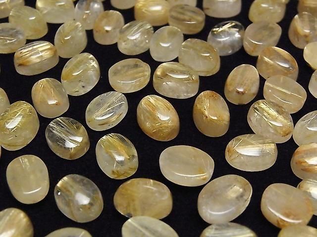 Rutilierter Quarz AA+ ovaler Cabochon 10x8mm 3Stück