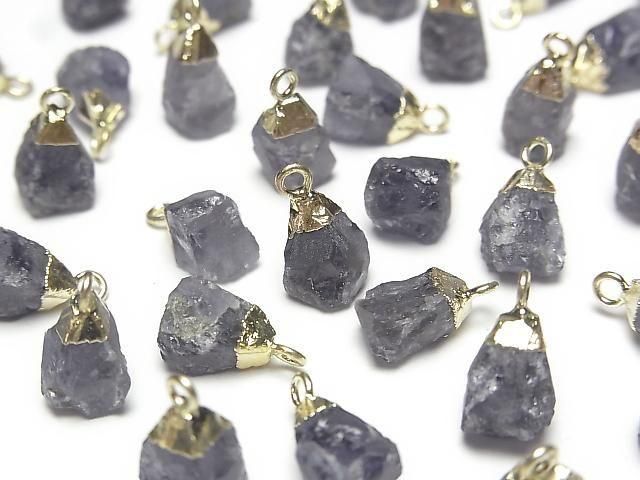 Iolith Rohstein Charm goldfarben 2 Stück