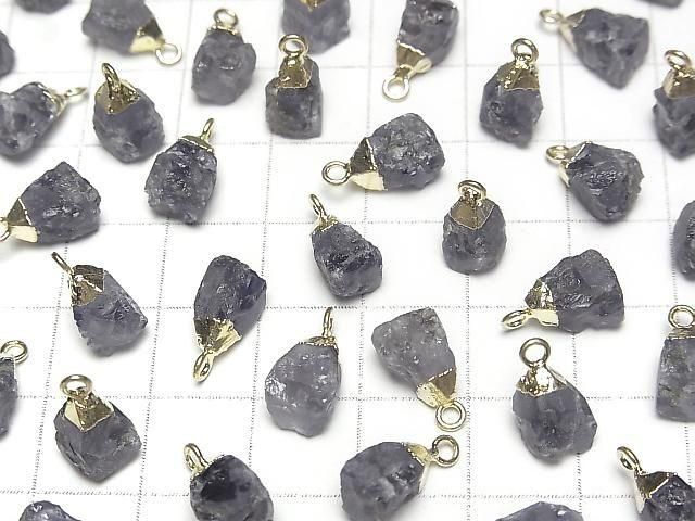 Iolith Rohstein Charm goldfarben 2 Stück