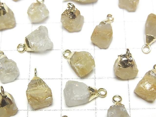Rutilquarz Rohstein Charm goldfarben 2 Stück