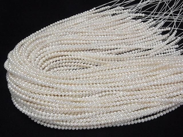 Frischwasserperle AA++ semi-rund - Kartoffel 4mm weiß 1strang Perlen (ca. 15 Zoll/37 cm)