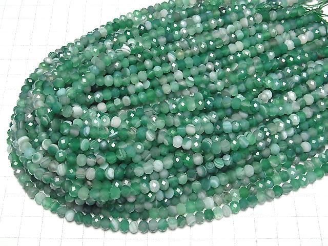 Hochwertig! Grüner Streifenachat facettierte Knopf-Rondelle 6x6x4mm 1strang Perlen (ca. 15 Zoll/36 cm)