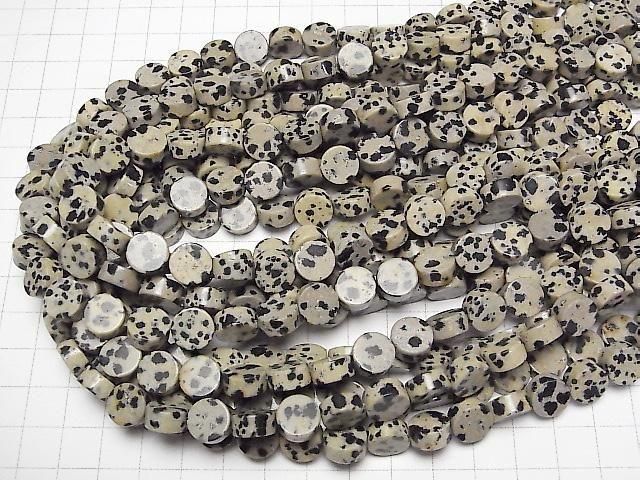 Dalmatiner-Jaspis flache Münze 10x10mm 1strang Perlen (ca. 15 Zoll/36 cm)