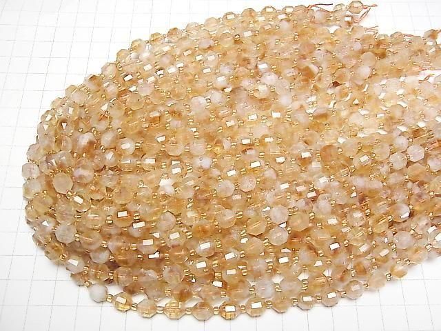 Hochwertig! Bicolor Citrin AA+ Doppelspitzen facettierte Röhre 8x7mm halb oder 1 Strang Perlen (ca. 15 Zoll/36 cm)