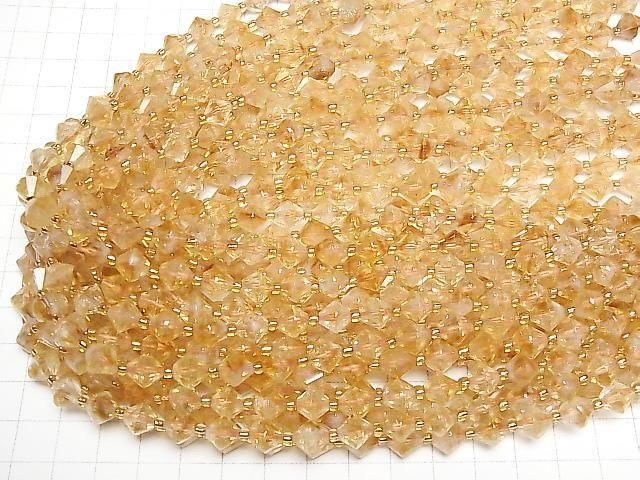 Hochwertig! Phantom Citrin AA++ Abacus Schnitt 8.5x8.5x8.5mm halb oder 1 Strang Perlen (ca. 15 Zoll/36 cm)