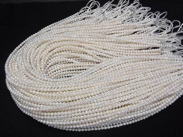 Frischwasserperle AA++ semi-rund - Kartoffel 3,5mm weiß 1strang Perlen (ca. 15 Zoll/37 cm)