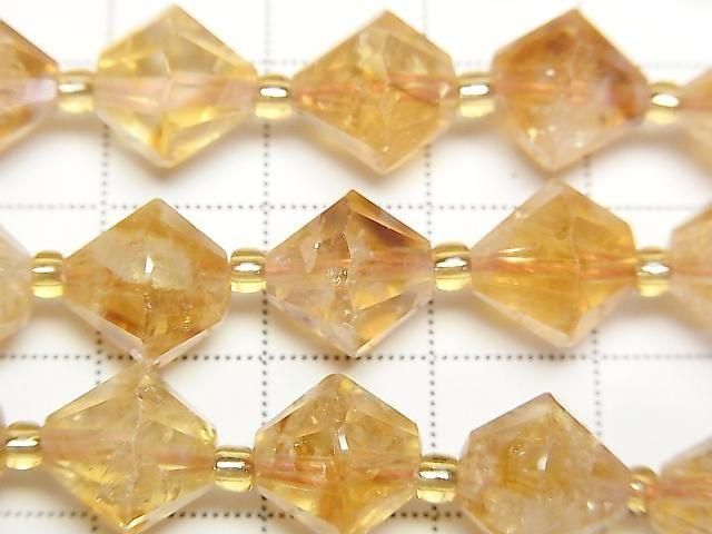 Hochwertig! Phantom Citrin AA++ Abacus Schnitt 10x10x10mm halb oder 1 Strang Perlen (ca. 15 Zoll/36 cm)