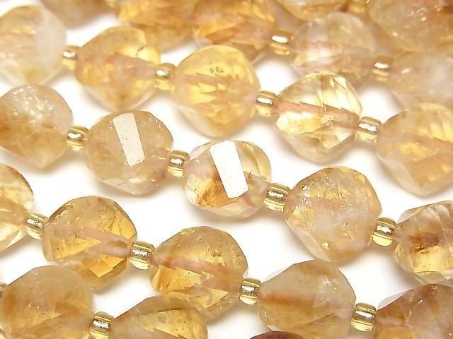 Phantom Citrin AA++ 4-facettierte Drehung x mehrere Facetten 10x8x8mm halb oder 1 Strang Perlen (ca. 15 Zoll/36 cm)