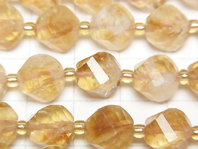 Phantom Citrin AA++ 4-facettierte Drehung x mehrere Facetten 10x8x8mm halb oder 1 Strang Perlen (ca. 15 Zoll/36 cm)
