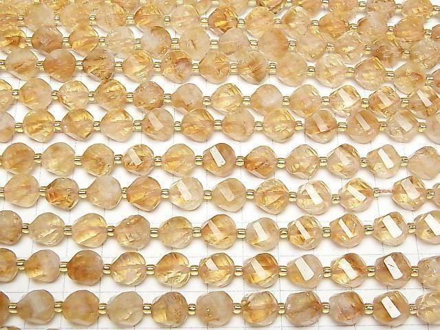 Phantom Citrin AA++ 4-facettierte Drehung x mehrere Facetten 10x8x8mm halb oder 1 Strang Perlen (ca. 15 Zoll/36 cm)