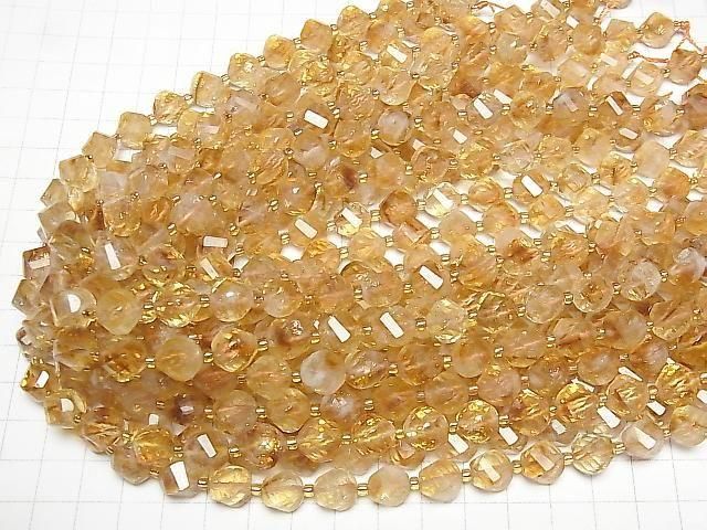 Phantom Citrin AA++ 4-facettierte Drehung x mehrere Facetten 10x8x8mm halb oder 1 Strang Perlen (ca. 15 Zoll/36 cm)
