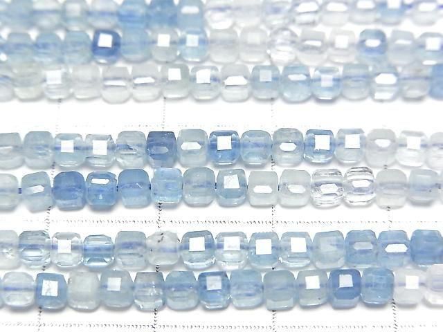 Hohe Qualität! Aquamarin AAA- Würfelform 3x3x3mm Farbverlauf 1Strang Perlen (ca. 15 Zoll/38 cm)