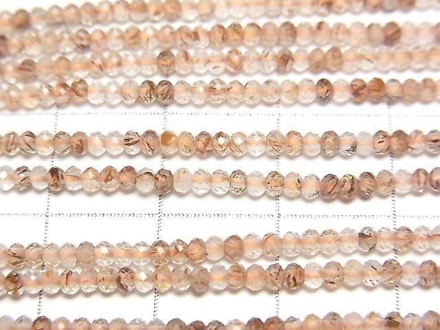 Hohe Qualität! Brauner Rutilquarz AA++ facettierte Knopf-Rondelle 2x2x1.5mm 1Strang Perlen (ca. 15 Zoll/37 cm)