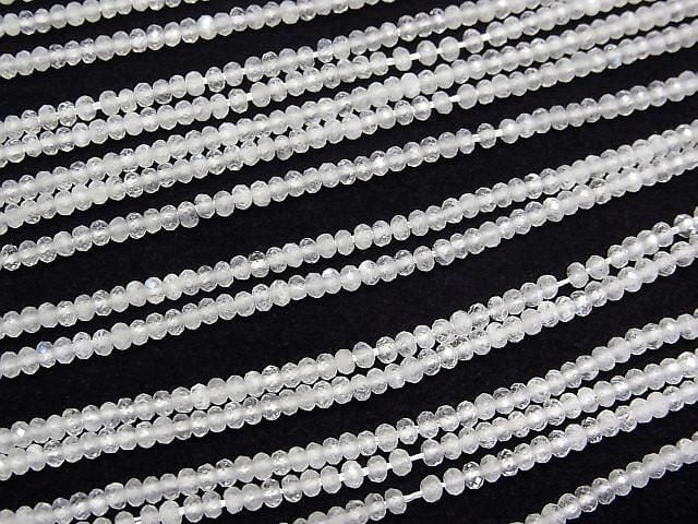 Hohe Qualität! Regenbogen-Mondstein AA++ facettierte Knopf-Rondelle 2x2x1.5mm 1Strang Perlen (ca. 15 Zoll/37 cm)