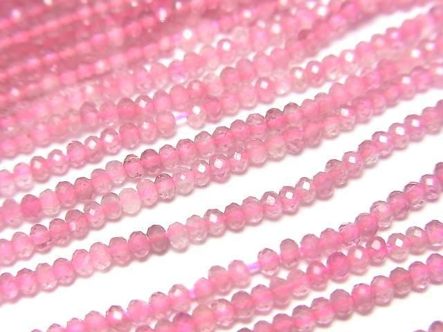 Hohe Qualität! Pink Turmalin AAA- facettierte Knopf-Rondelle 2x2x1.5mm 1Strang Perlen (ca. 15 Zoll/37 cm)