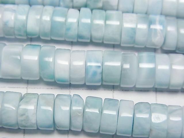 Larimar Pectolith AA++ Rondelle (Heishi) 8x8x4mm 1/4 oder 1 Strang Perlen (ca. 15 Zoll/38 cm)