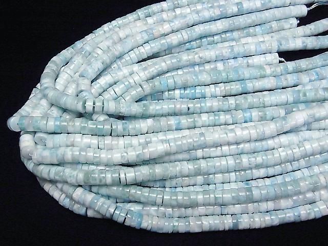 Larimar Pectolith AA++ Rondelle (Heishi) 8x8x4mm 1/4 oder 1 Strang Perlen (ca. 15 Zoll/38 cm)
