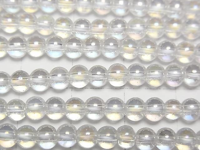 Aqua Kristall (geschmolzenes Quarz) Rund 4mm 1Strang Perlen (ca. 15 Zoll/36 cm)