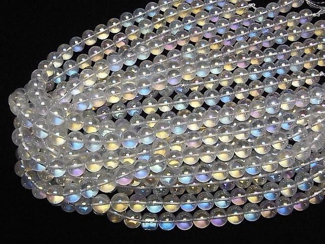 Aqua Kristall (geschmolzenes Quarz) Rund 10mm 1Strang Perlen (ca. 15 Zoll/36 cm)