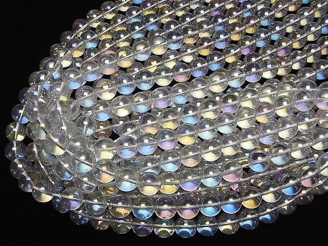 Aqua Kristall (geschmolzenes Quarz) Rund 12mm 1Strang Perlen (ca. 14 Zoll/35 cm)