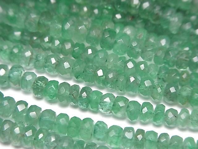 High Quality Emerald AAA- Faceted Button Rondelle half or 1strand beads (aprx.15inch/38cm)