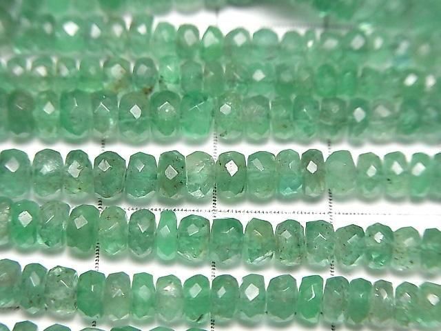 High Quality Emerald AAA- Faceted Button Rondelle half or 1strand beads (aprx.15inch/38cm)