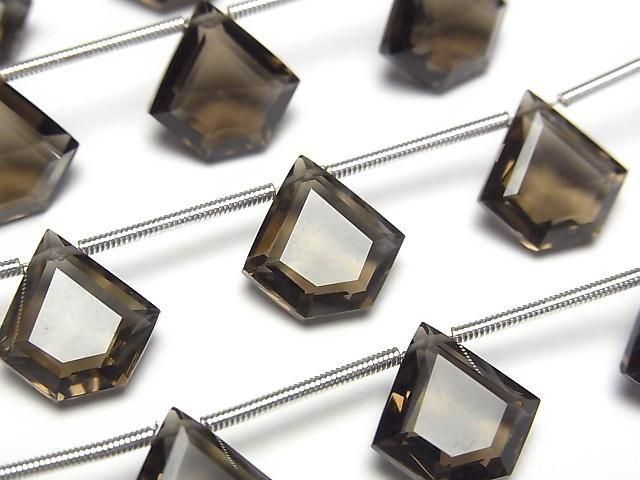 Hochwertiger Rauchquarz AAA Pentagon Facettiert 12x12mm 1Strang Perlen (6Stück)