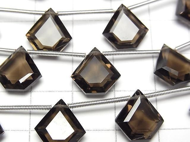 Hochwertiger Rauchquarz AAA Pentagon Facettiert 12x12mm 1Strang Perlen (6Stück)
