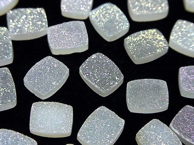 Druzy-Achat Rechteck Cabochon 10x8mm AB-beschichtet 3 Stück
