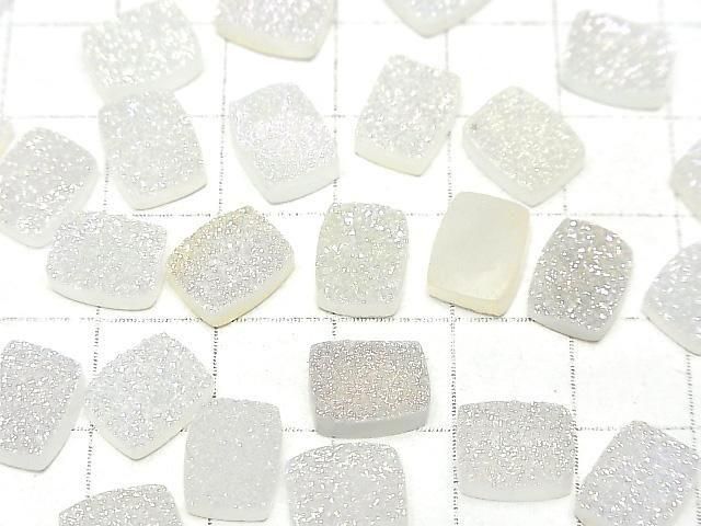 Druzy-Achat Rechteck Cabochon 10x8mm AB-beschichtet 3 Stück