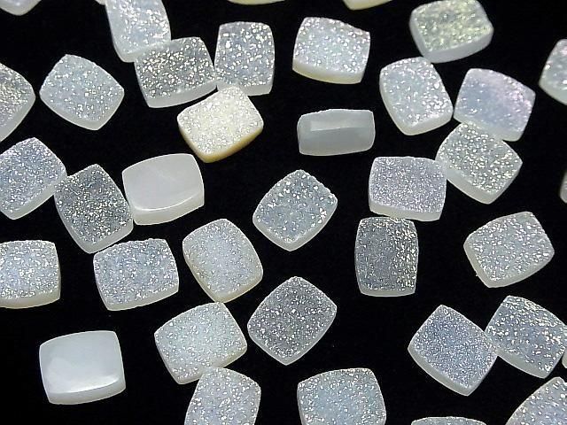 Druzy-Achat Rechteck Cabochon 10x8mm AB-beschichtet 3 Stück