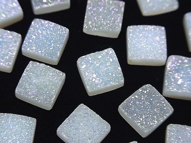 Druzy-Achat Quadrat Cabochon 10x10mm AB-beschichtet 2 Stück