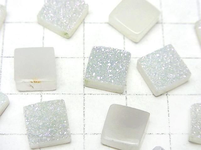 Druzy-Achat Quadrat Cabochon 10x10mm AB-beschichtet 2 Stück